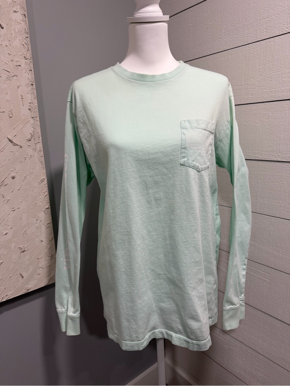 Vineyard Vines Mint Green Long Sleeve Pocket Tee